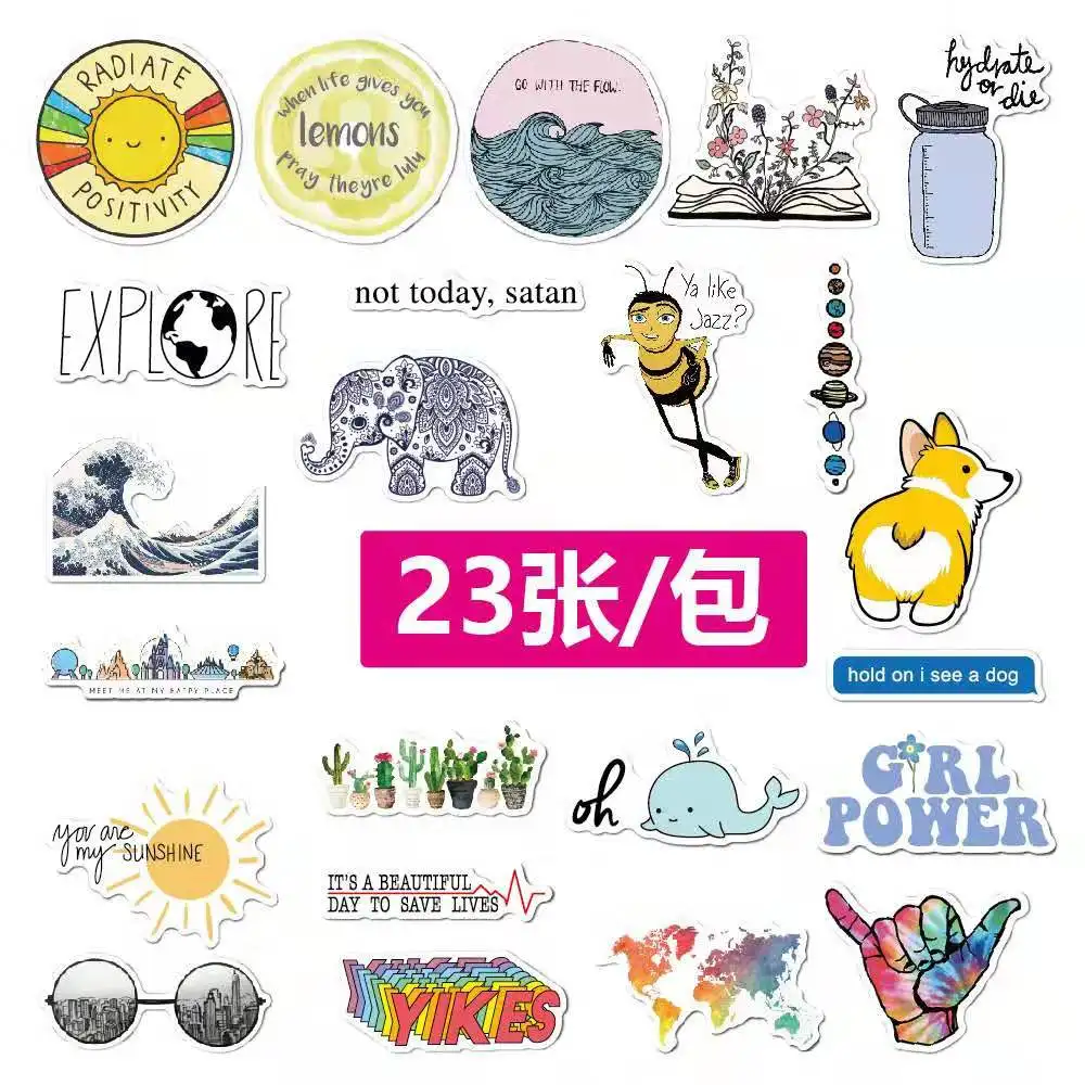 

45pcs 56pcs don'trepeat repetition of cartoon landscape animal graffiti cup sticker waterproof