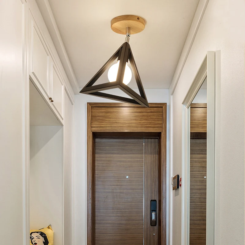 $25.99 E27 Iron 5W Iron Ceiling Lamp Shade Pendant Light Covers Kitchen Shades Triangle Metal Chandelier Lampshades Not Includ Bulbs