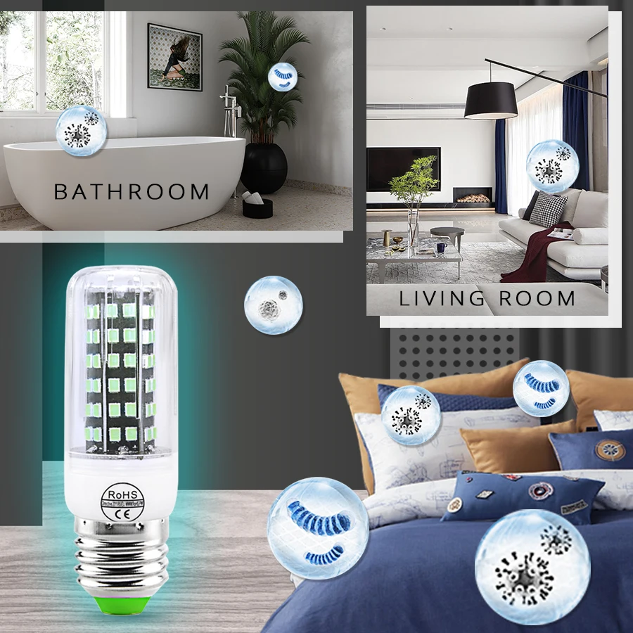 Новейший уф бактерицидный светильник светодиодный UVC лампа E14/E27 бактерицидная