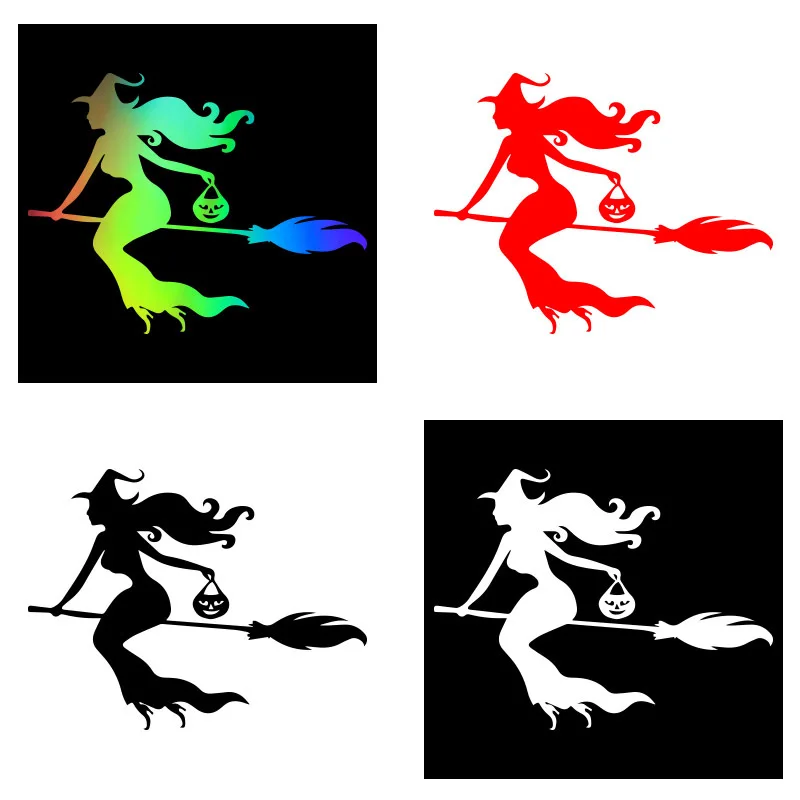 

Witch Drive Stick Funny Car Decal Halloween Vinyl Car Decal Sticker Vinyl Lettering Removable Decal for Car Decoration