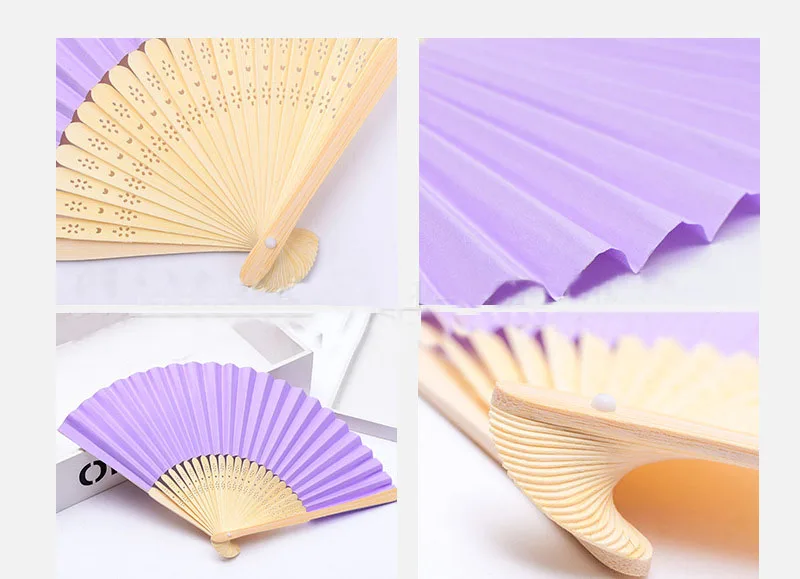 

Folding Dance Wedding Party Elegant Paper Hand Held Fan Party Favors Solid Color For DIY Chinese Style Stage Performance