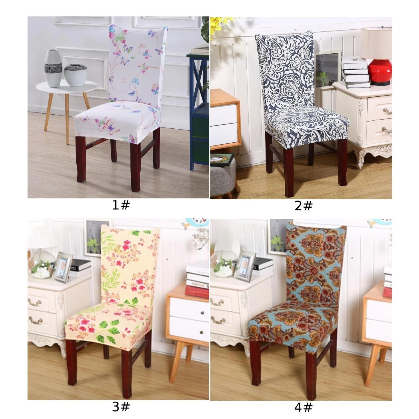 Съемные Цветочные столовые чехлы для стульев свадьбы растягивающиеся сидений