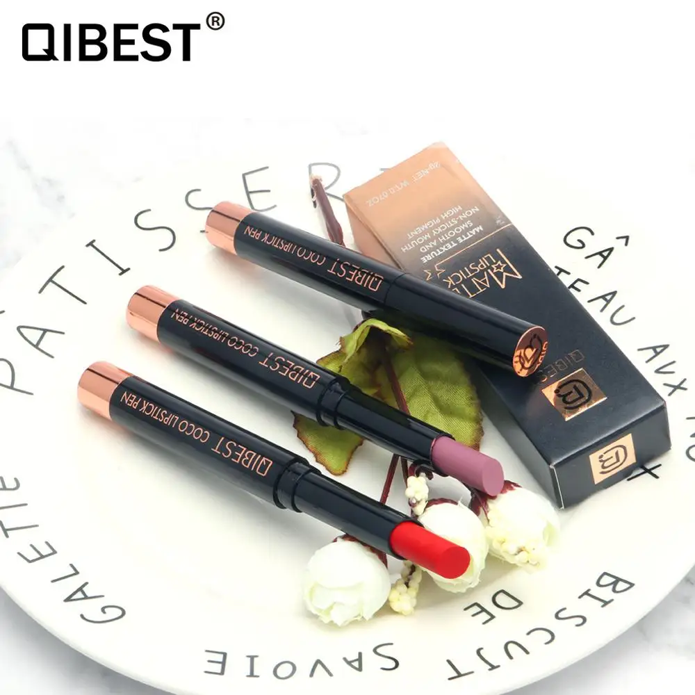 Нюдовая Помада-карандаш водостойкий оттенок для губ красная бархатная матовая