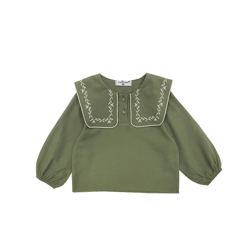 Новинка 2021 весенние блузки с вышивкой для маленьких девочек хлопковые льняные
