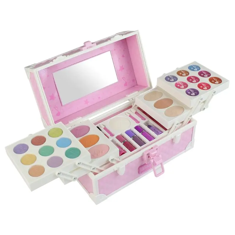 Children Makeup Suitcase Nail Polish Eyeshadow Lipsticks Kits Simulation Princess Cosplay Tool Girls Safe Water Soluble Toy