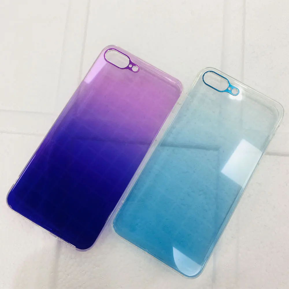 KISSCASE Gradient Colorful Phone Case for iPhone 7 8 6 6S Plus X XR XS Max Metal Lens Protective Tempered Glass Back Cover |
