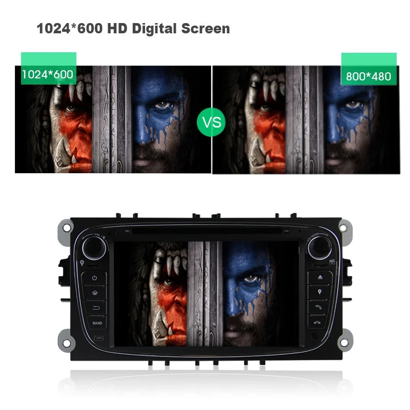 2 Din 7-дюймовый автомобильный DVD-проигрыватель на Android 9.0 с навигацией GPS, поддержкой WIFI, Bluetooth, аудио стерео и радио для Ford Focus.