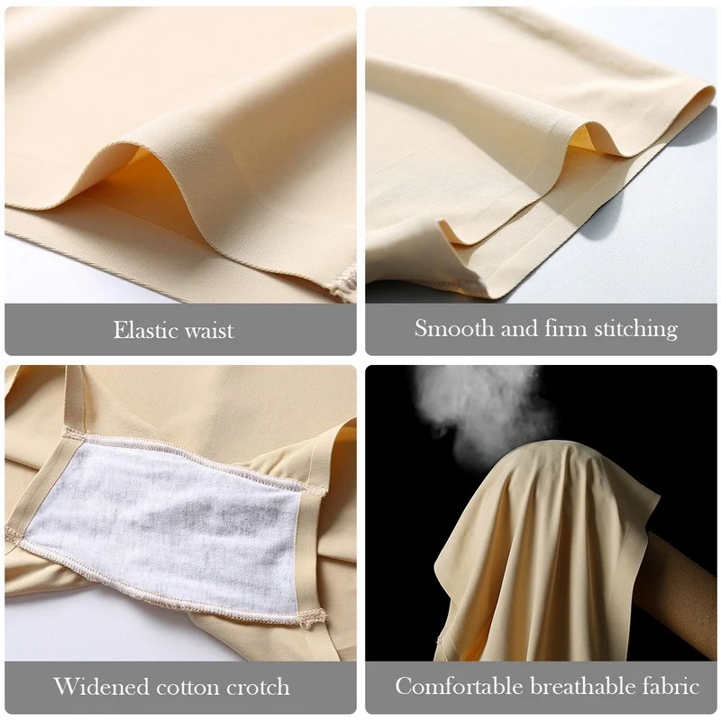 Женские летние безопасные короткие трусики шелковые бесшовные антибликовые