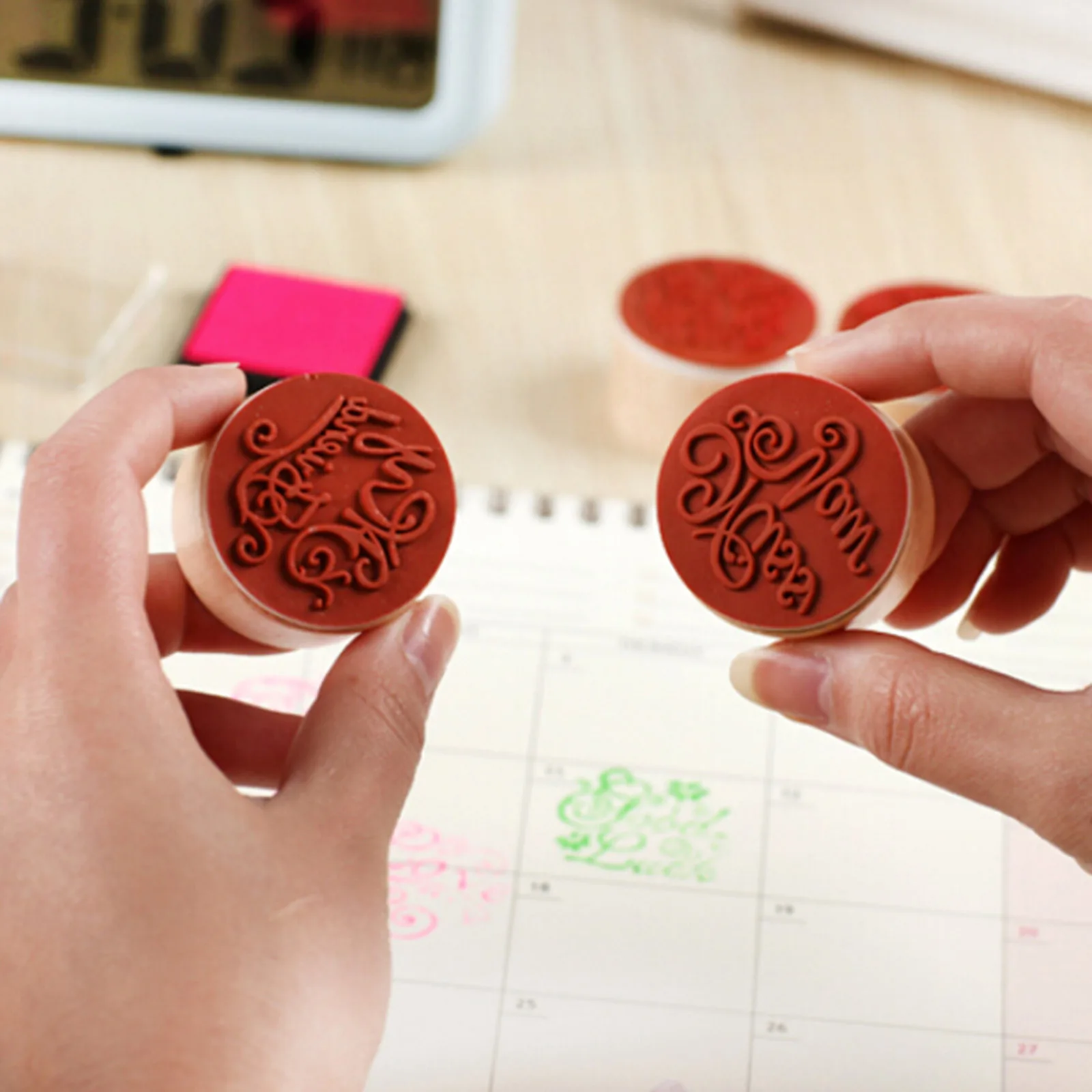 

Chiristmas Greeting Words Seal Stamper Wood Rubber Round DIY Craft novel