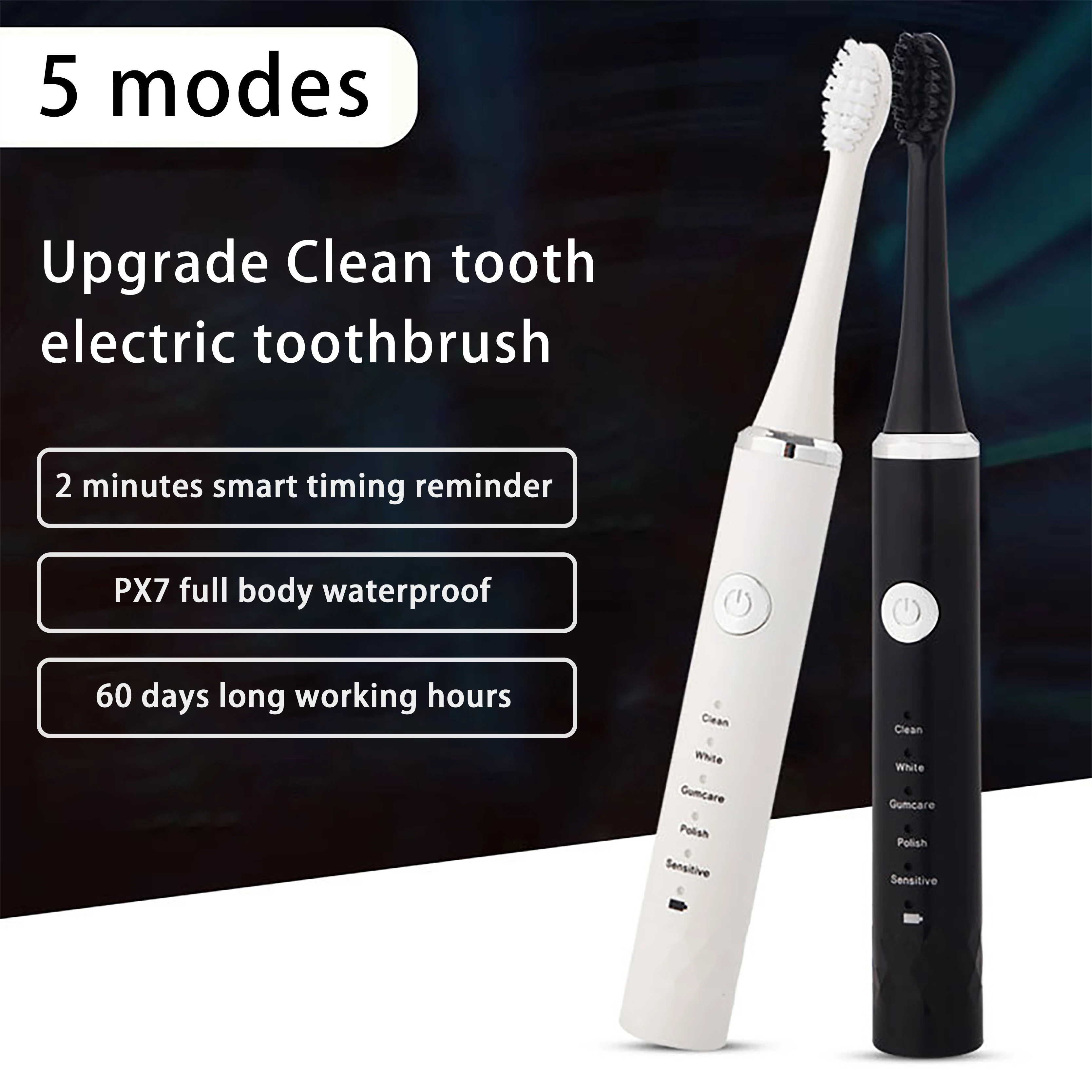 Ultra Whitening Toothbrush ADA Accepted Rechargeable Toothbrush Travel carry Ultra Sonic Motor & Wireless Charging Smart Timer