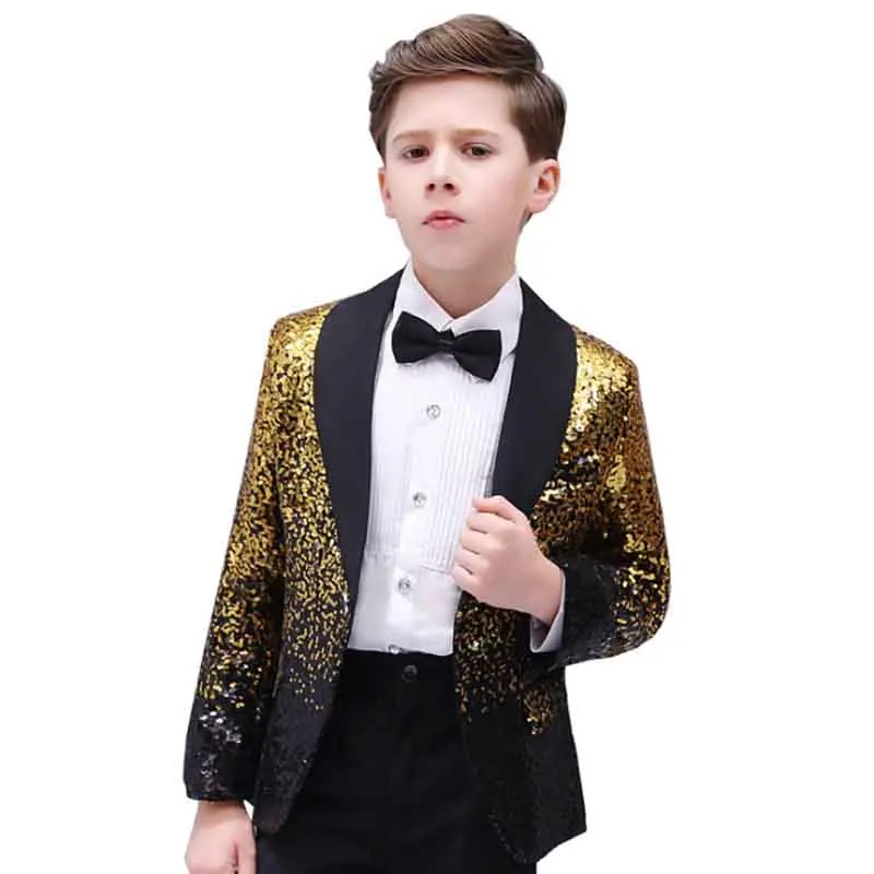 Черный блейзер с градиентом для мальчиков детский Блейзер Официальный Свадебный