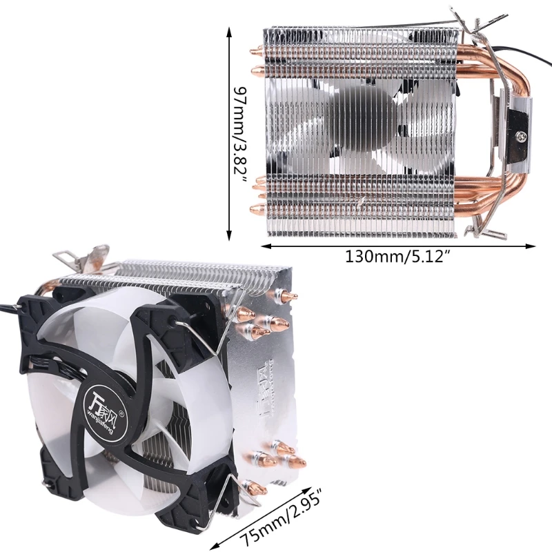 

Heatsink CPU Coler 4 Heat Pipes Cooling Fan 90mm Radiator For Socket -AMD -intel W8ED