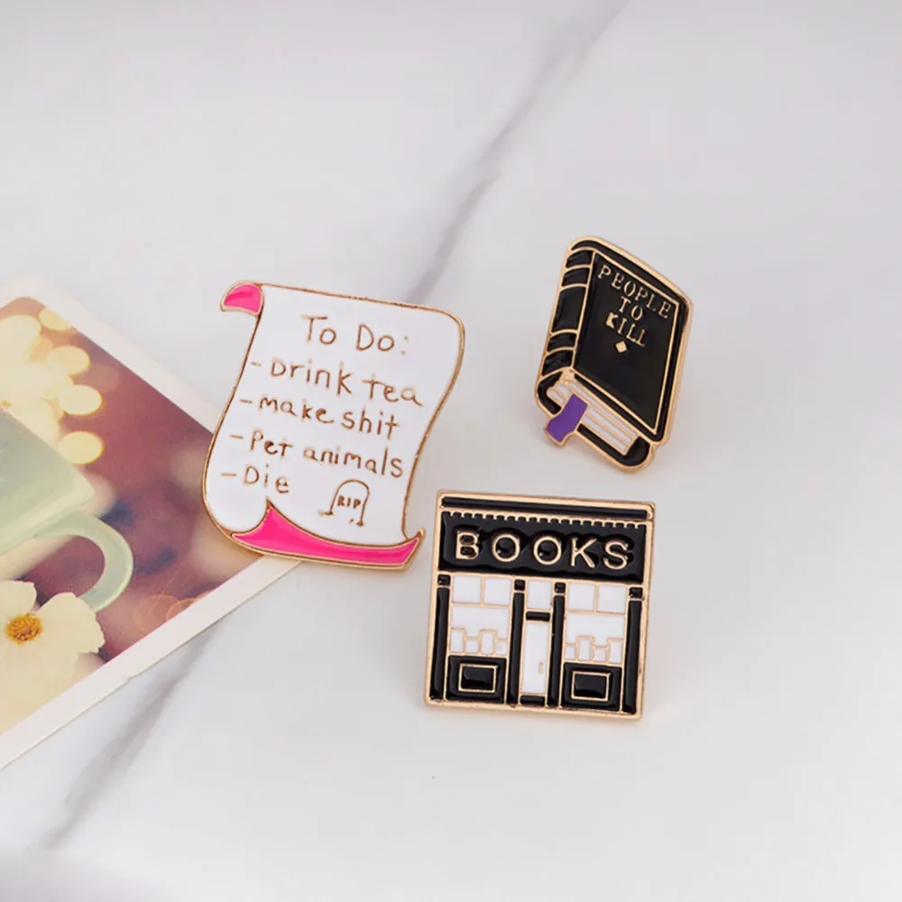 Комплект из 2 предметов брошь в виде книги Pin Творческий книжного магазина