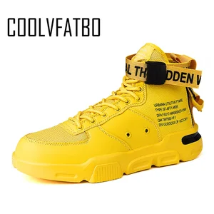 Мужские кроссовки COOLVFATBO с вулканизированной подошвой, классические, на шнуровке, высокие, повседневная обувь на плоской подошве, для весны и осени