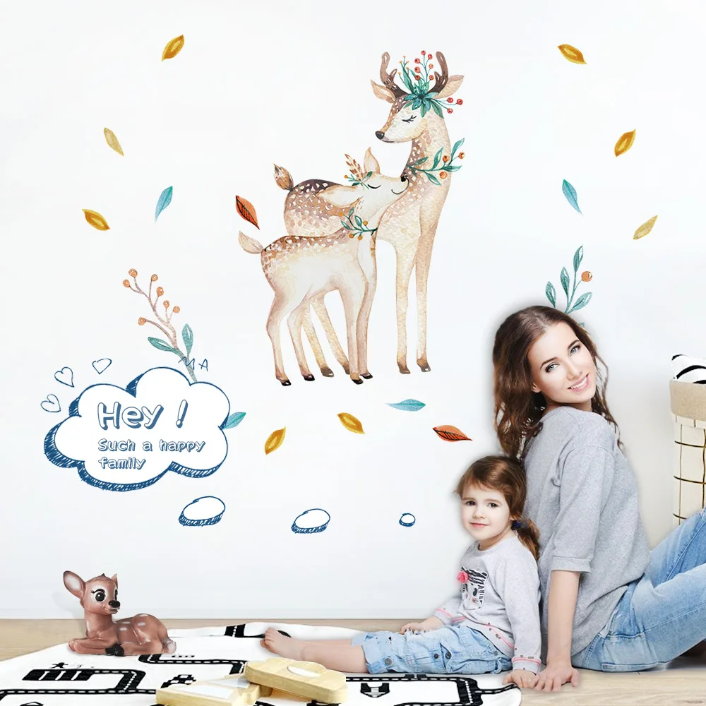 Милые Мультяшные наклейки с животными на стену детская комната украшение кролик