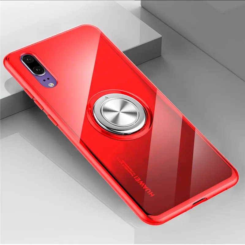 Red Противоударный прозрачный силиконовый защитный чехол для huawei P20 Pro P30 Lite mate 20 металлический чехол с кольцом-подставкой huawei P20Pro чехол P 20 On - Цвет: Red