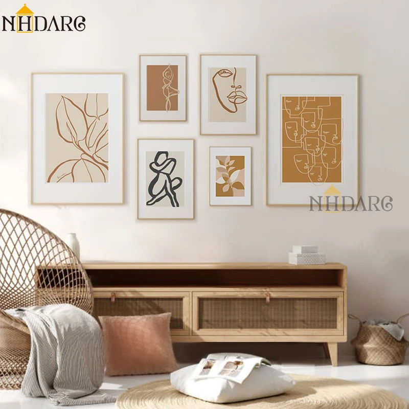 

NHDARC BOHO Abstract Lines Face Body Wall Pictures Posters Canvas Print Painting Art Modern Nordic Studio Room Home Decoration
