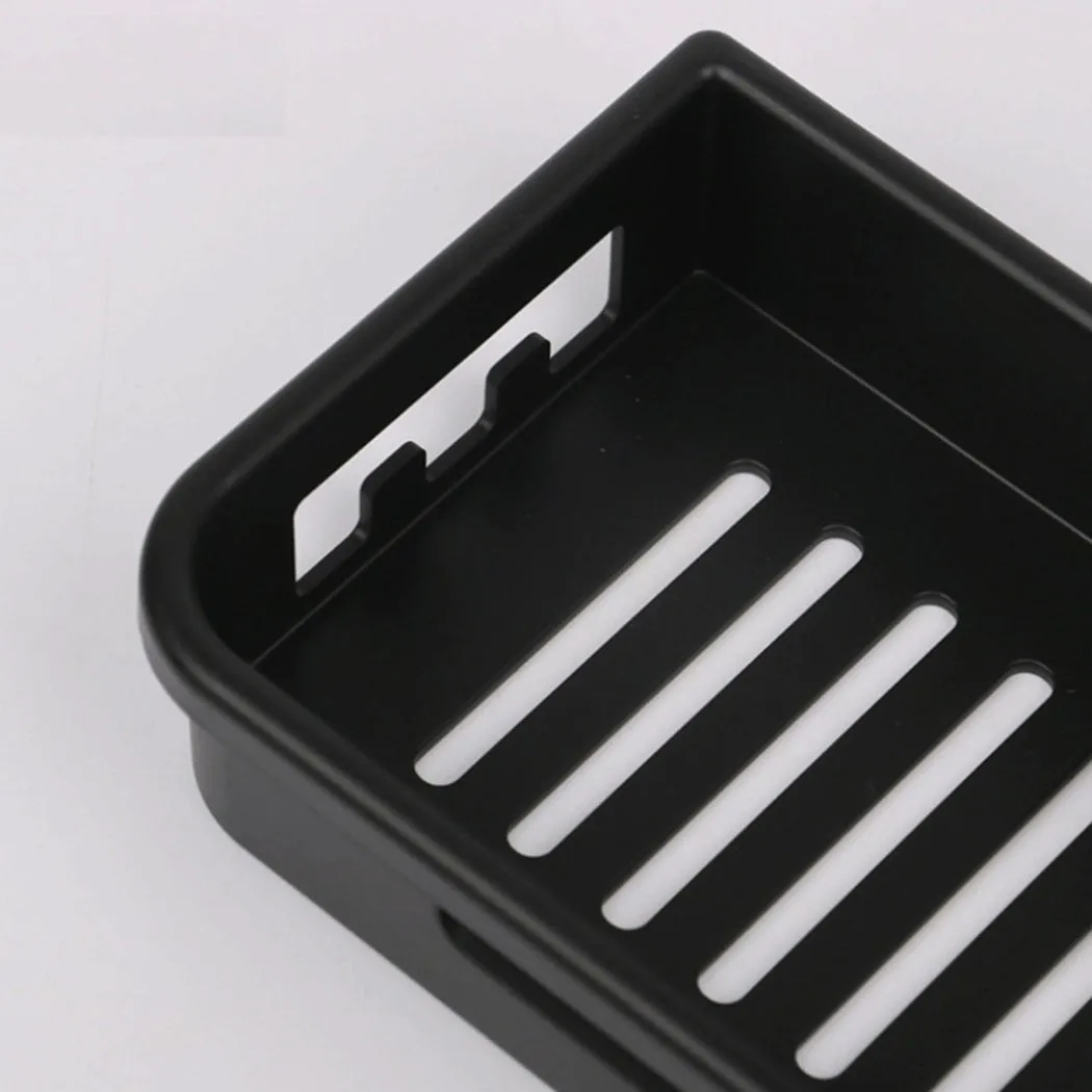 

Tray Shower Rack ABS Basket Bathroom Black No Drills No Glue Organiser