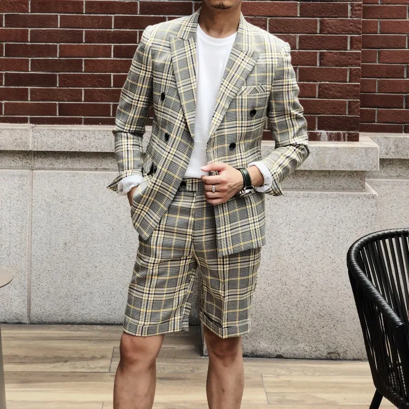 Для мужчин Костюм-смокинг 2020 клетчатые костюмы в клетку Бизнес Traje De Boda s