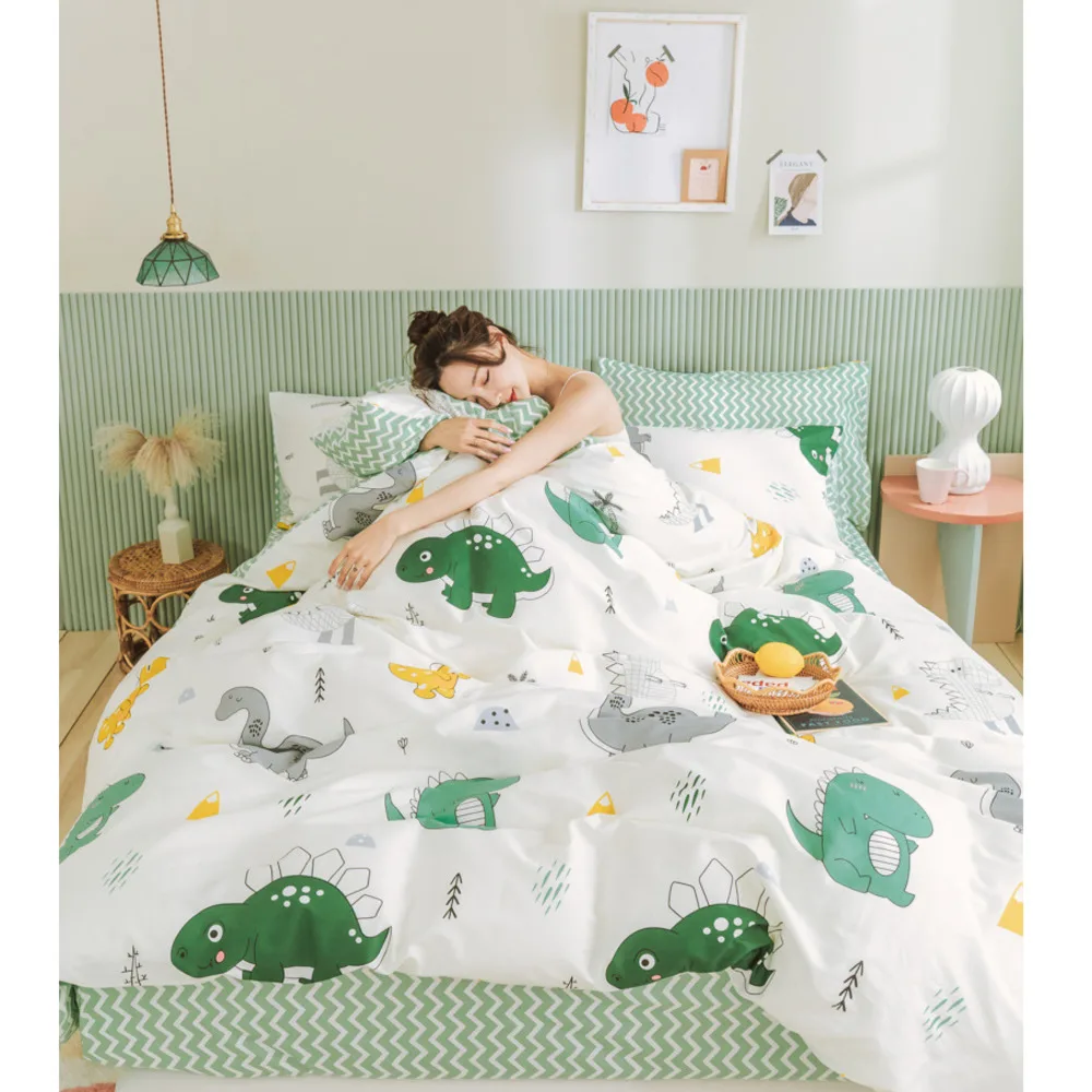 

Cotton Active Four Three Piece Pure Cotton Set 1.5/1.8m Bed Student Bedding Pillow Case Duvet Cushion Cover King Size Queen
