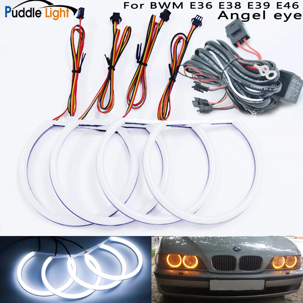 4X131MM желтый + белый светодиодный Ангельские глазки для BMW E46 M3 купе горки E36 E38 E39