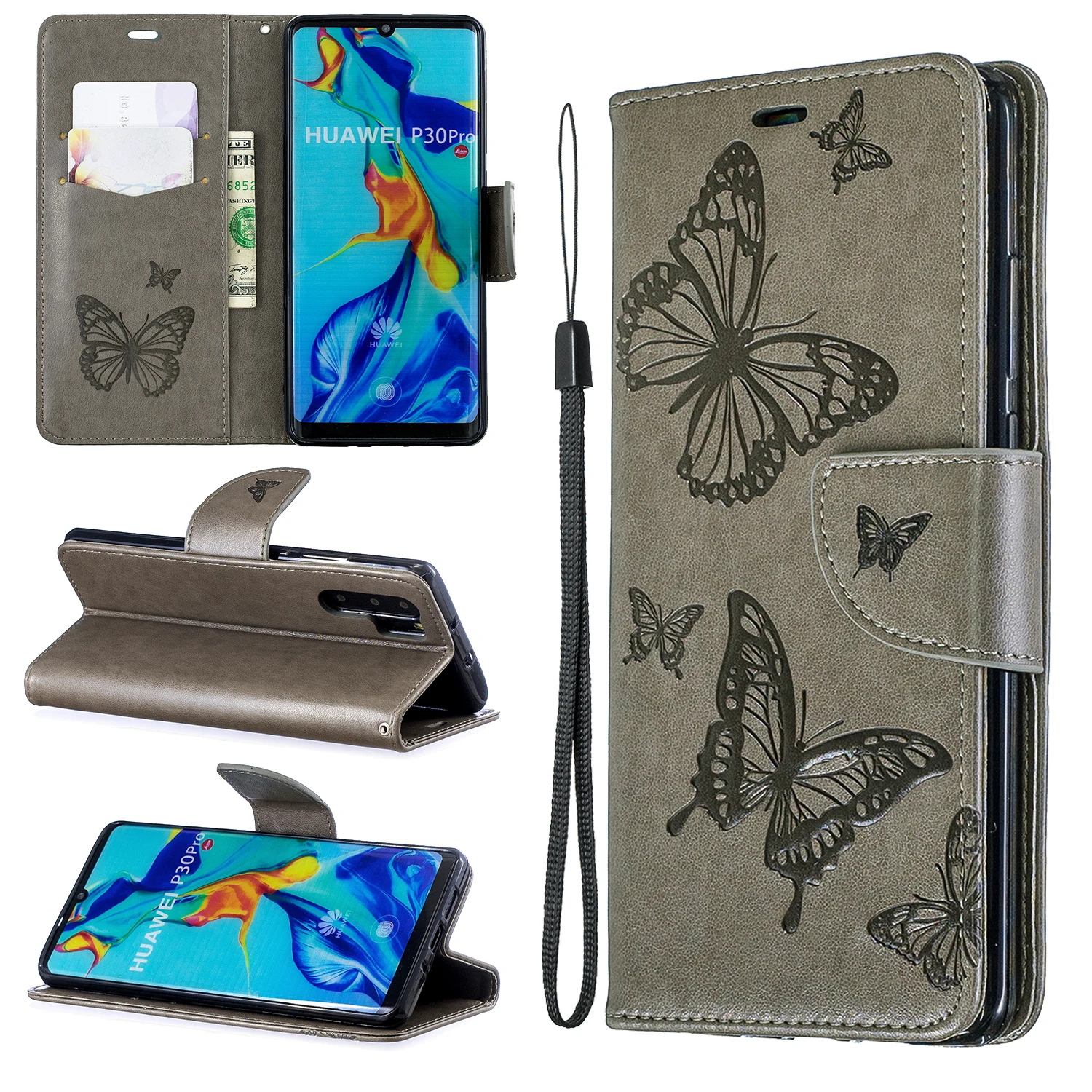 Кожаный флип-чехол для huawei P30 P20 Pro Lite Y6 Y5 mate 30 20 Pro P Smart Honor 3D бабочка кошелек Чехол-Кошелек Coque