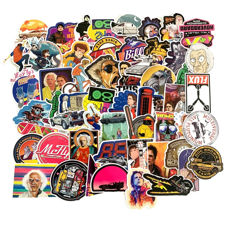 

57Pcs Classic Movie Back To The Future Stickers For Luggage Laptop Art Painting DIY Poster Stickers Waterproof Skateboard Toys