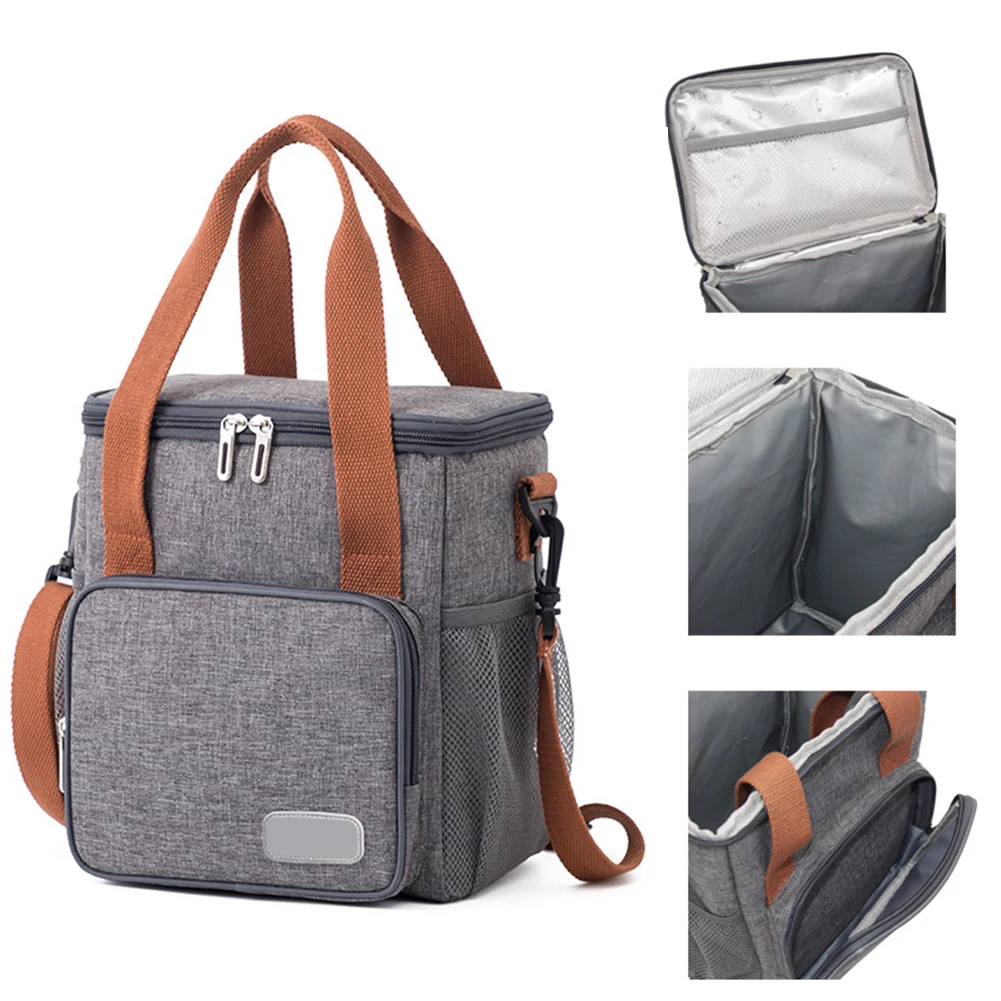 

Портативная термоизолированная сумка для ланча, сумка для пикника, сумки для хранения еды, 9 л на плечо для ланч-боксов, сумка-тоут для путеше...