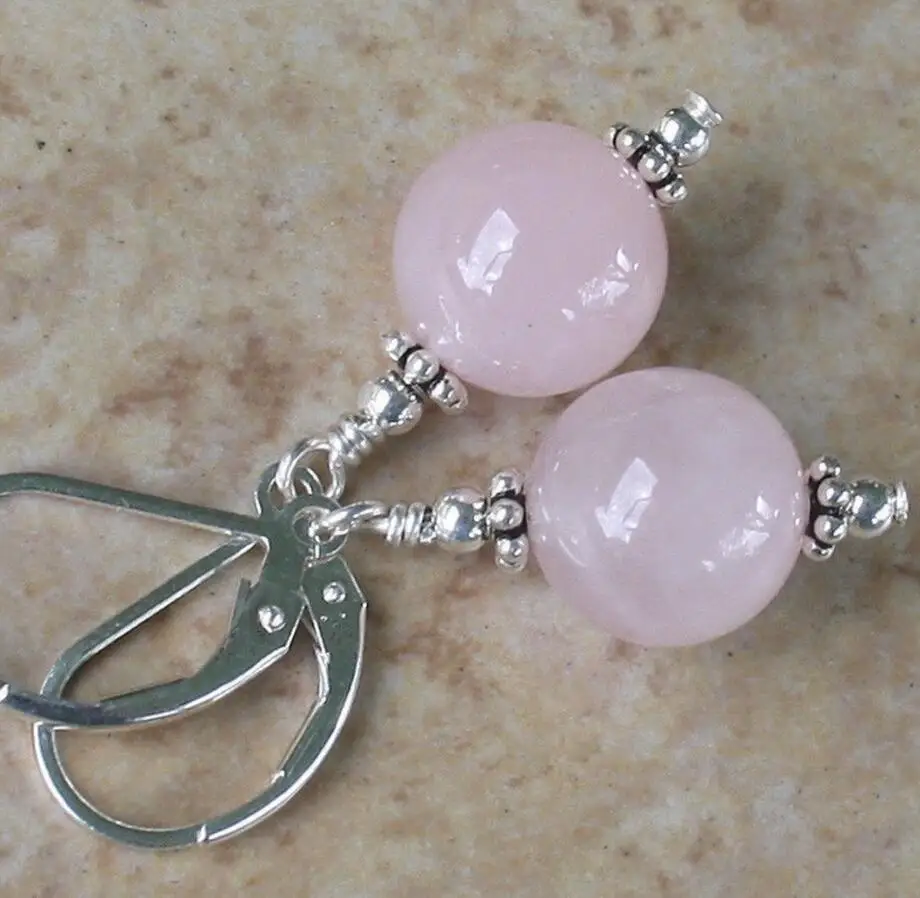 Бесплатная доставка Модные Серьги-Подвески ручной работы из розового кварца с