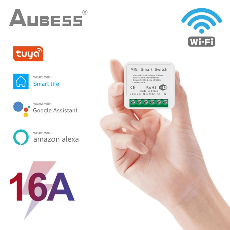 

Tuya Mini Wifi Smart Switch 16A 2-way Control Timer Wireless Switches Smart Home Automation Compatible With Alexa Google Home