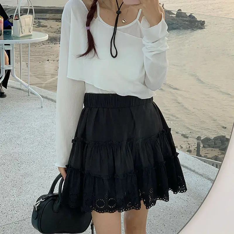 

Summer Korean 2021 new French high waist thin cake skirt A-line skirt