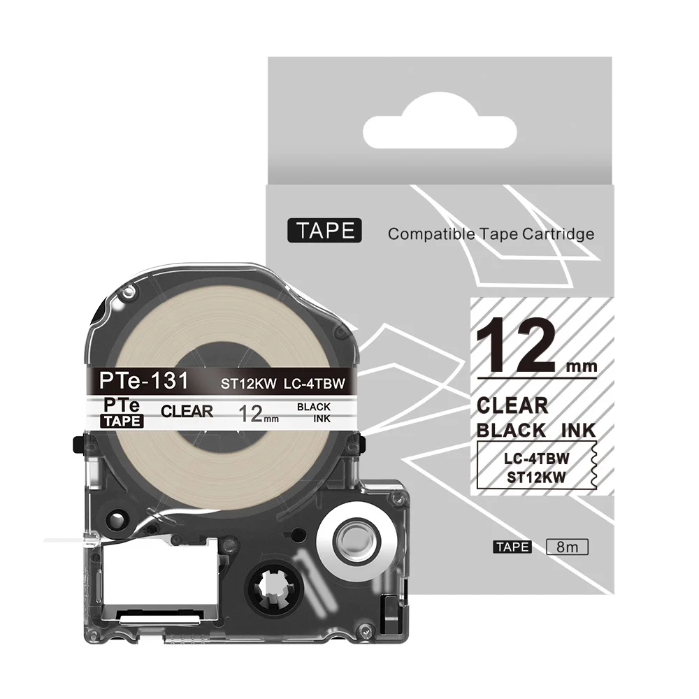Black On Clear 1 шт. SS12KW 12 мм черный на белом Labelworks Tepra лента для маркировки kingjim LC лента для Tepra Pro SR150 lw 400 lw 700 - Цвет: Black On Clear