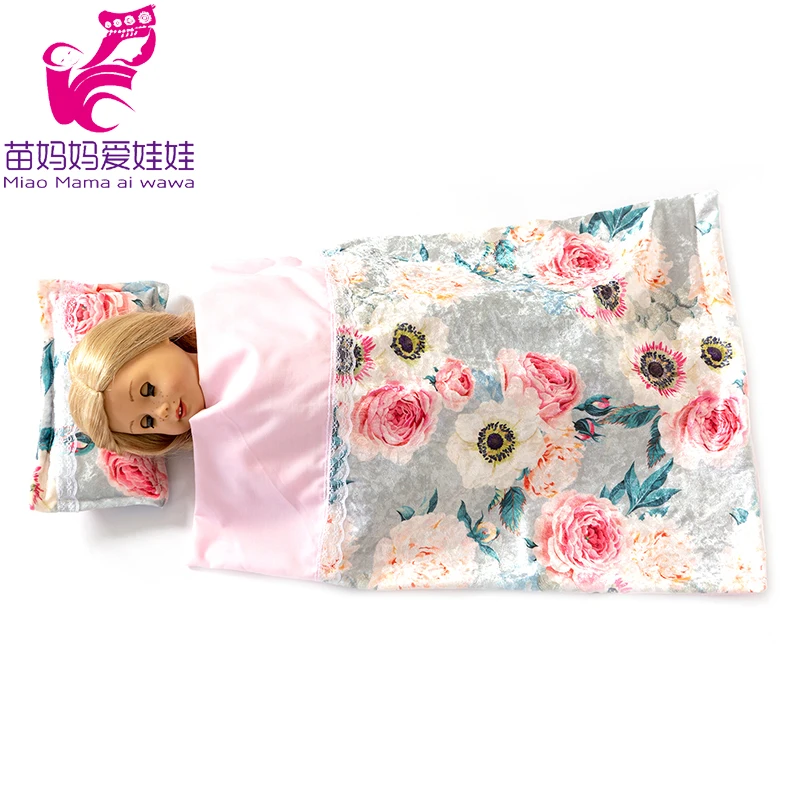 

43 Cm Baby Doll Bed Sheet Pillow 18 Inch Baby Doll Nightgown Quilt Pillow Sleeping Set Children Play Toys