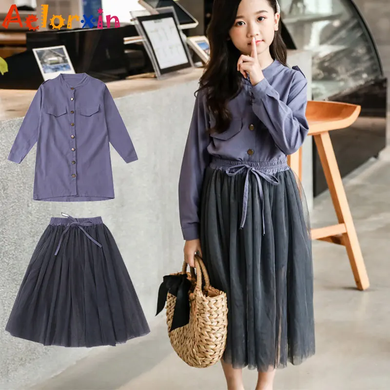 Комплект детской одежды для девочек из 2 предметов топ + юбка однотонное платье