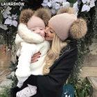 2019 осенне-зимняя детская шапка с помпонами из натурального меха, 14 см
