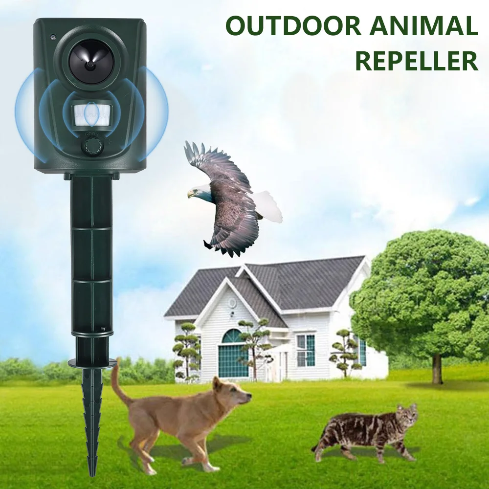 

2021 New Ultrasonic Cat Repellent Outdoor Gardens Fox Pest Animal Repeller Ultrasonic Waterproof Fox Deterrent Scarer