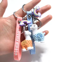 new cartoon alpaca keychain multicolor alpaca keyring for women men mobile phone bag creative pendant couple keychain jewelry