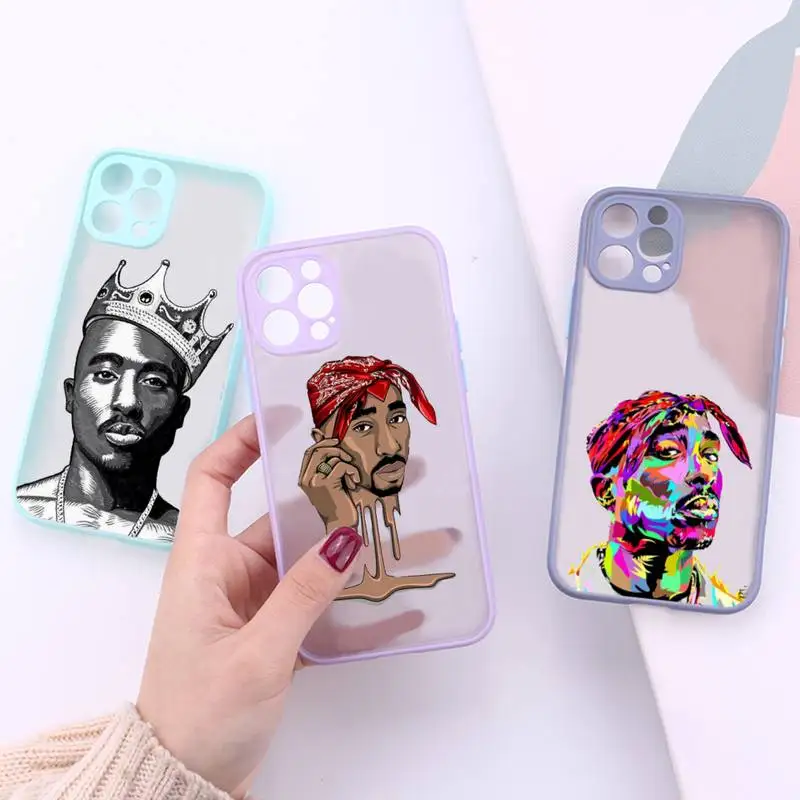 

Rapper 2pac singer Phone Case matte transparent For iphone 7 8 11 12 plus mini x xs xr pro max cover