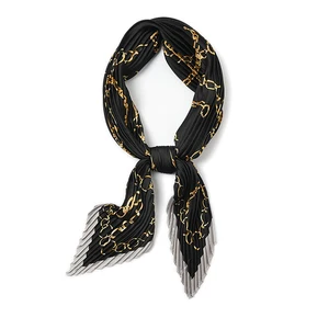 Весенний популярный женский шелковый шарф с гофрированной пряжкой, квадратный плиссированный шарф, Классическая Бандана с принтом, одежда для шеи 3958