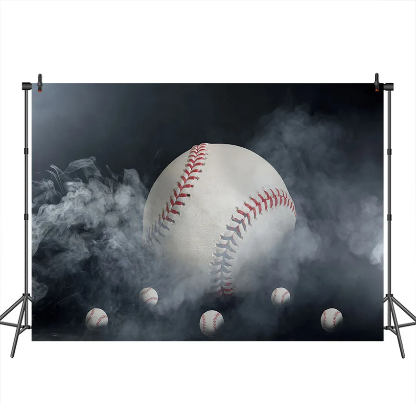 Mocsicka фотографический фон Бейсбол дым черный Детский День Рождения фотография