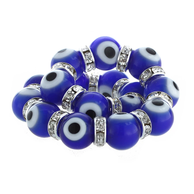 

Round Evil Eye Lampwork Rhinestone Crystal Bracelet 0.39"