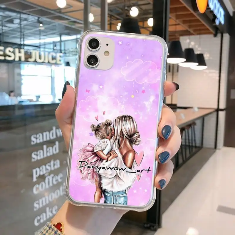 

fashion Woman Girl super mom Phone Case Transparent for iPhone 11 12 mini pro XS MAX 8 7 6 6S Plus X 5S SE 2020 XR