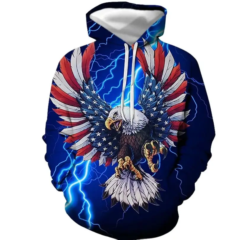 

Sudadera con capucha de impresión 3D patrón de bandera americana para hombre mangas de calle impresas moda casual otoño nuevo es