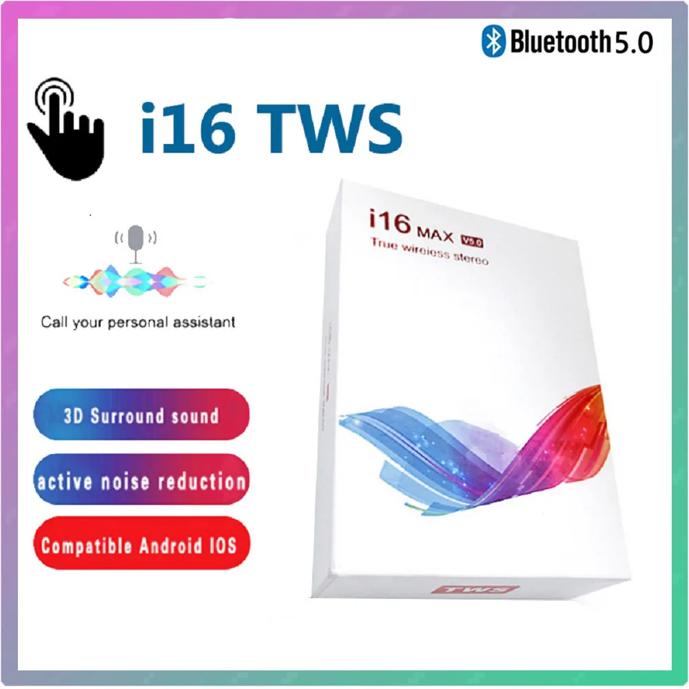 

2021 оригинальные i16 Max TWS Bluetooth 5,0 гарнитура беспроводные наушники 3D стерео наушники сенсорное управление с зарядкой PK i7S i12 i14