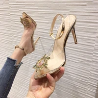 western style fashion new style 2020 sunflower transparent thin heeled high heeled sandals womens