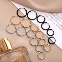 simple circle small hoop earrings for women girl hip hop gold silver color geometric round earring jewelry