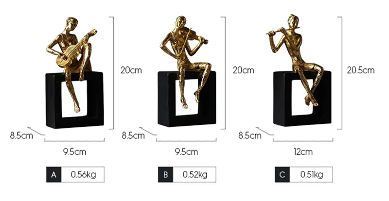 

Nordic Style Home Decor Accessories Creative Resin Sculpture Craft Golden Violinist Model Statue Living Room TV Cabinet Ornament
