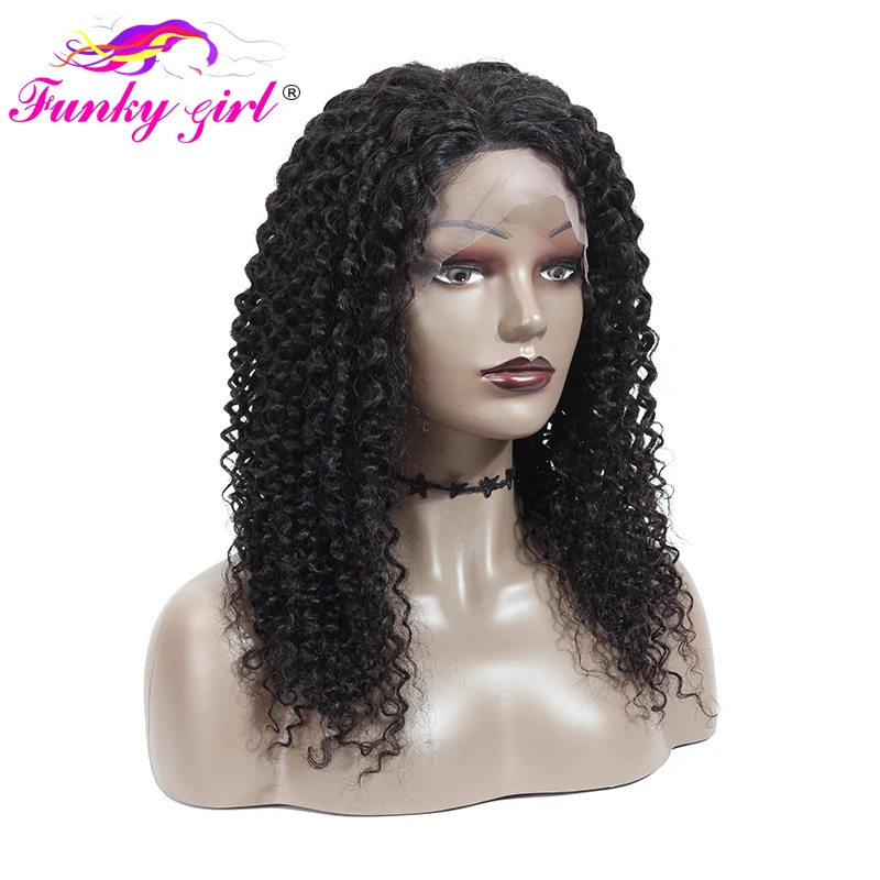 Funky Girl бразильские кудрявые вьющиеся 13*4 человеческие волосы на кружеве парики