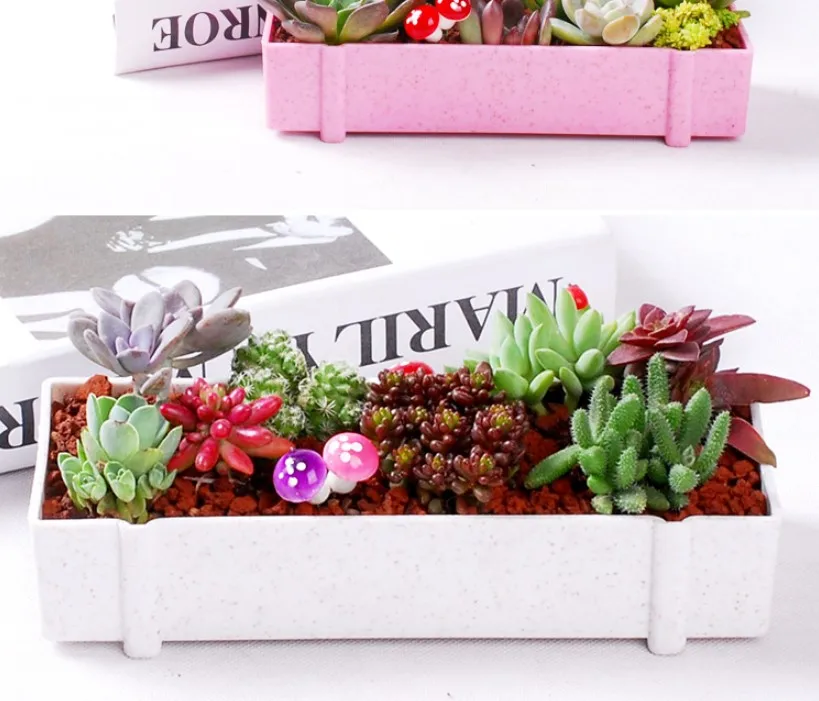 Розовый суккуленты цветочный горшок креативный прямоугольник плантатор для