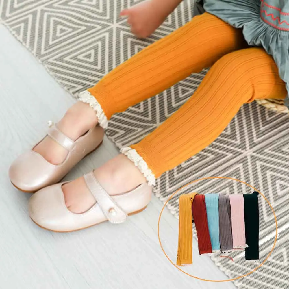 

2021; Сезон весна-осень; Штаны для девочек; Детские однотонные Цвет леггинсы Детские Модные кружевные леггинсы От 1 до 7 лет, детская одежда